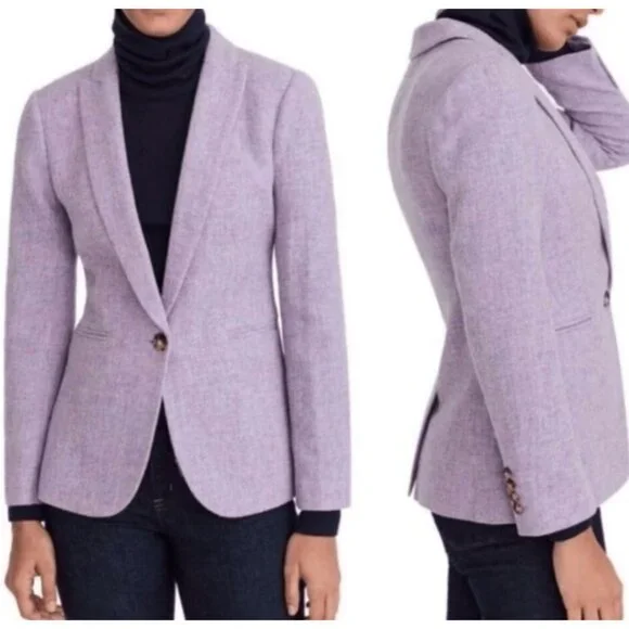J.Crew Parke Chantal Herringbone Wool Blazer Womens 20 2X Purple Tweed Preppy - Picture 2 of 16